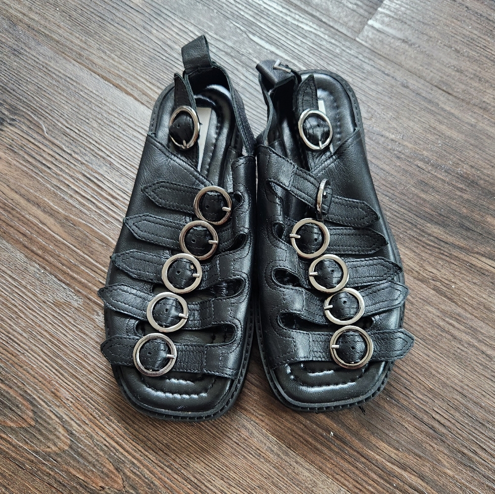 Urban Outfitters ASRA Black Scout Sandals UK 5